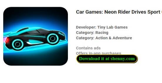 car games neon rider drives sport cars