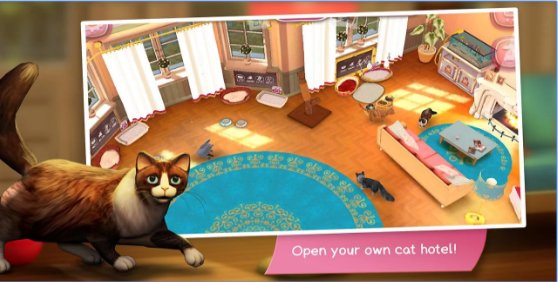 Gameplay screenshot from cathotel hotel for cute cats for Android