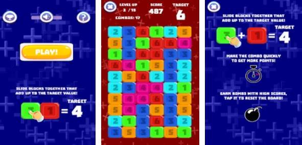 Gameplay screenshot from adderup fun new number tile combo matching game for Android