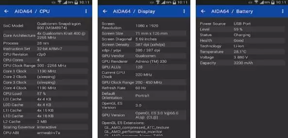 Gameplay screenshot from aida64 for Android