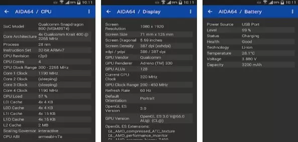 Gameplay screenshot from aida64 for Android