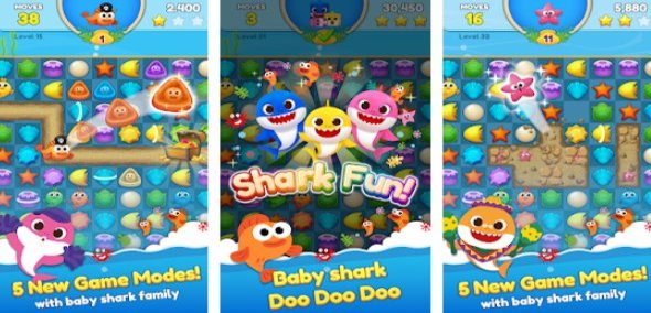 Gameplay screenshot from baby shark match ocean jam for Android