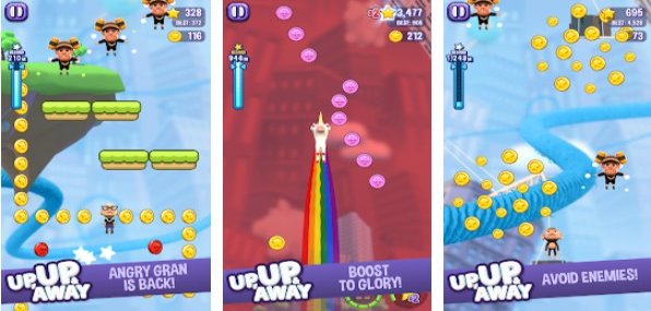 Gameplay screenshot from angry gran up up and away jump for Android