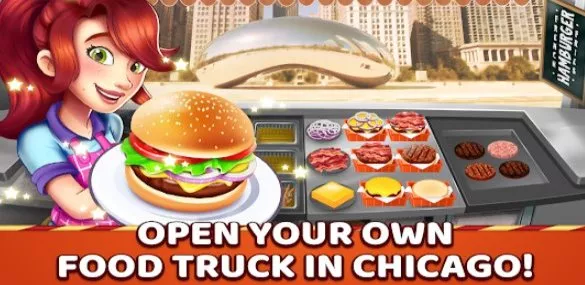 Gameplay screenshot from burger truck chicago fast food cooking game for Android