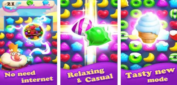 Gameplay screenshot from crazy candy bomb sweet match 3 game for Android