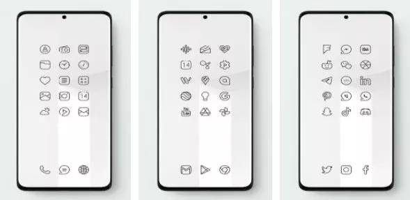 Gameplay screenshot from caelus black icon pack black linear icons for Android