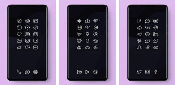 Gameplay screenshot from caelus white icon pack white linear icons for Android