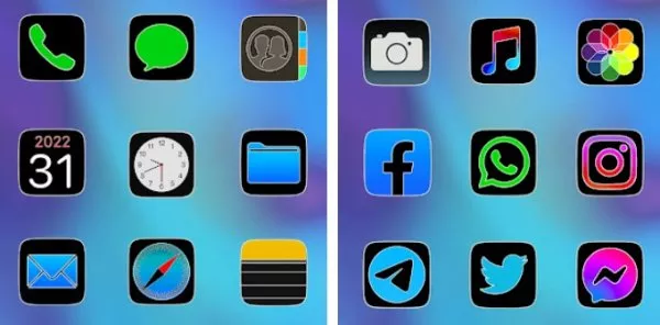 Gameplay screenshot from crios fluo icon pack for Android