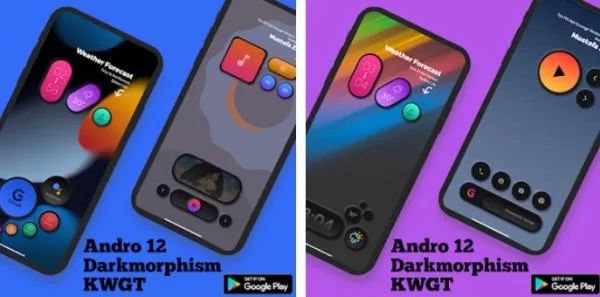 Gameplay screenshot from andro 12 darkmorphism kwgt for Android