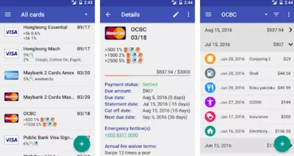 Gameplay screenshot from credit card manager pro for Android