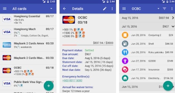 Gameplay screenshot from credit card manager pro for Android