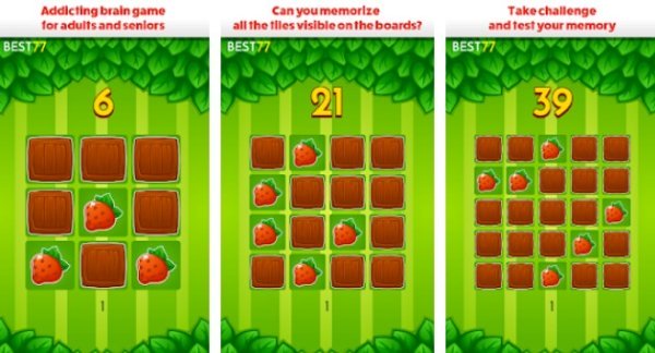 Gameplay screenshot from brain game memory training for adults fruits for Android