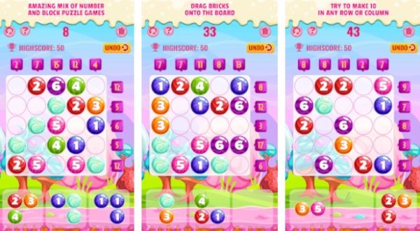 Gameplay screenshot from candies number puzzle game for Android