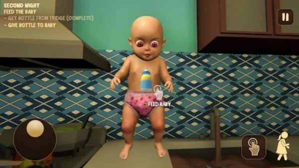 Gameplay screenshot from baby in pink horror game scary babysitting games for Android