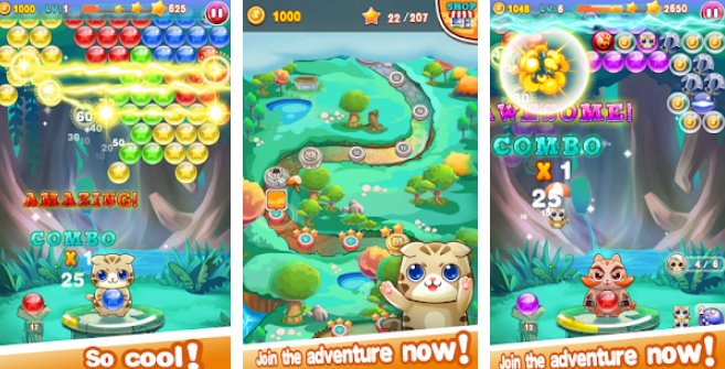 Gameplay screenshot from bubble cat2 for Android