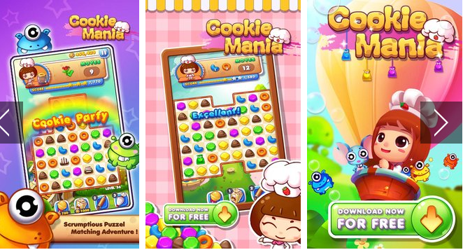 Gameplay screenshot from Cookie Mania Cooking Match for Android