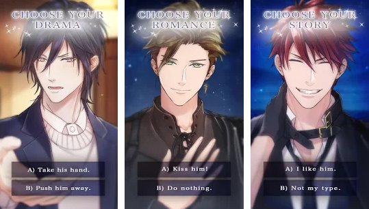 Gameplay screenshot from a kiss from death anime otome virtual boyfriend for Android