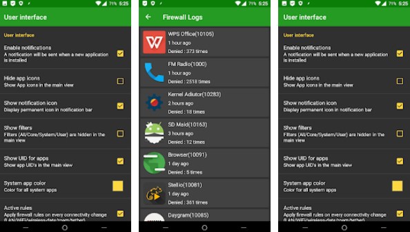 Gameplay screenshot from afwall plus android firewall plus for Android