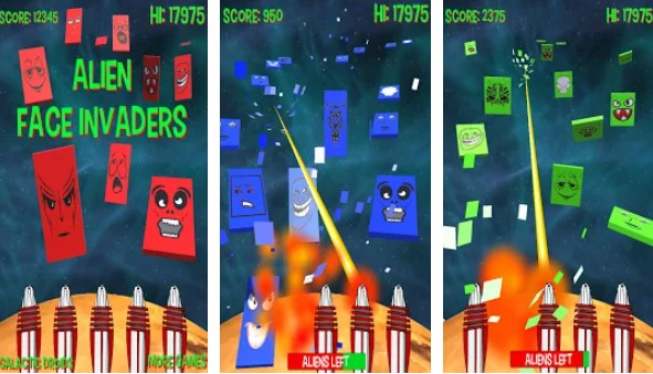 Gameplay screenshot from alien face invaders pro for Android