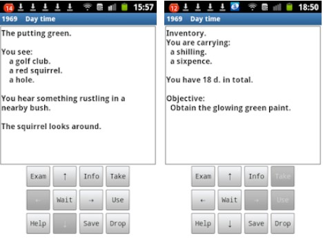 Gameplay screenshot from alien shipwreck text adventure for Android