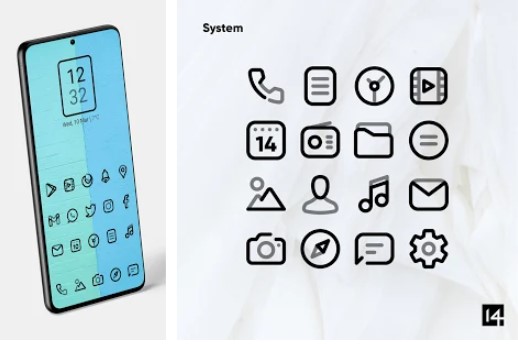 pack d'icônes noires aline icônes noires linéaires MOD APK Android