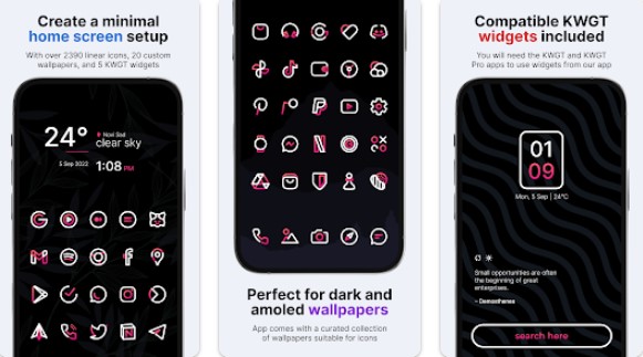 paquete de iconos lineales rosa aline APK Android