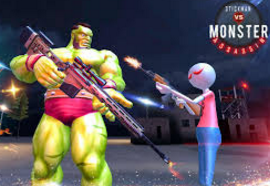 monster american vs Stickman sniper modern pertempuran