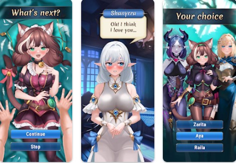 Gameplay screenshot from anime dating sim novel and love for Android