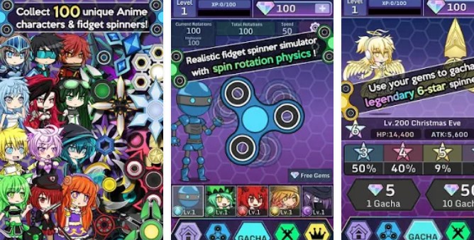 Gameplay screenshot from anime fidget spinner battle for Android