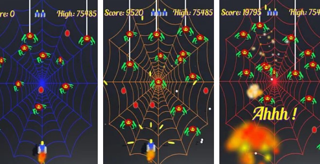 Gameplay screenshot from arachnoids pro attack of the space spiders for Android