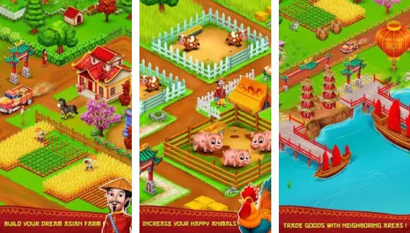 asian town farmer build big offline farm MOD APK Android