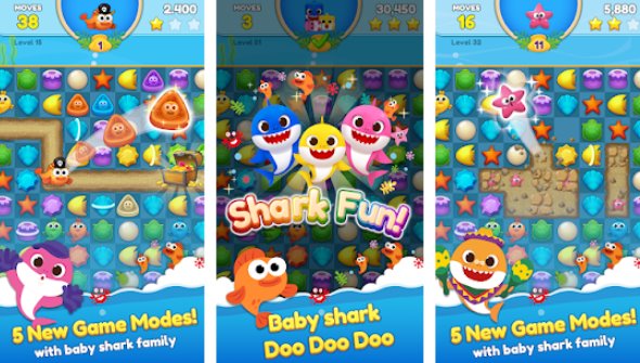 Gameplay screenshot from baby shark match ocean jam for Android