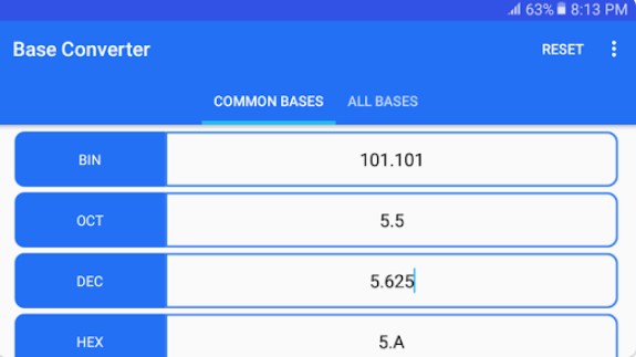 Gameplay screenshot from base converter for Android