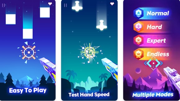 Gameplay screenshot from beat fire edm gun music game for Android