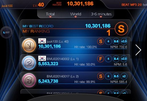 Gameplay screenshot from beat mp3 2.0 rhythm game for Android