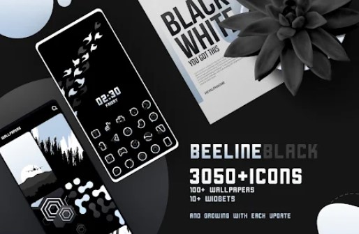 Gameplay screenshot from beeline black iconpack for Android