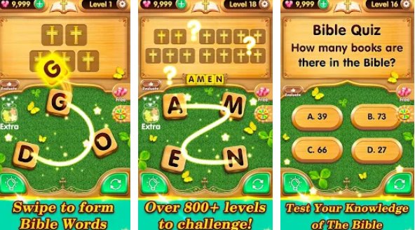 Gameplay screenshot from bible verse collect free bible word games for Android