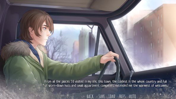 Gameplay screenshot from big dipper short romance visual novel for Android