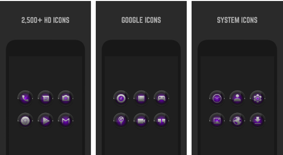 paquete de iconos negro y morado MOD APK Android