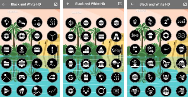 pack d'icônes hd noir et blanc MOD APK Android