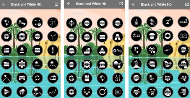 Gameplay screenshot from black and white hd icon pack for Android