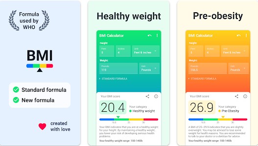Gameplay screenshot from bmi calculator body mass index for Android