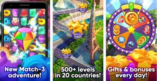 Gameplay screenshot from bon voyage match 3 game for Android