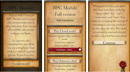 Gameplay screenshot from book of choices rpg module for Android