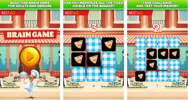 Gameplay screenshot from brain game memory training for adults food for Android