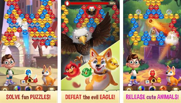 Gameplay screenshot from bubble birds v color birds hooter for Android