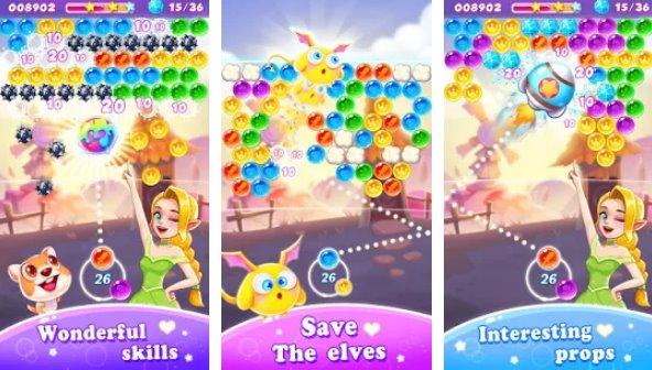 Gameplay screenshot from bubble bubble pop rescue elf for Android