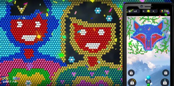 Gameplay screenshot from bubble pop pixel art blast for Android