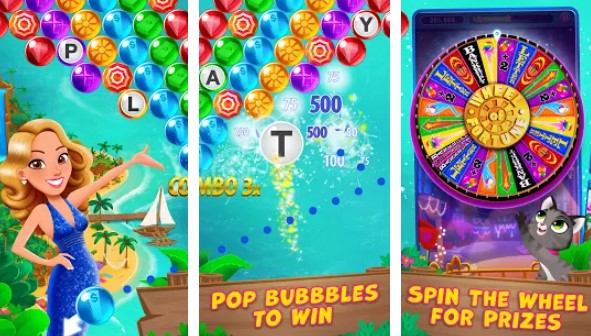 burbuja pop rueda de la fortuna juego de disparos de palabras MOD APK Android