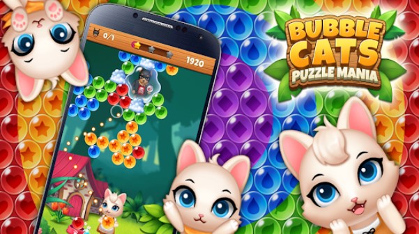 Gameplay screenshot from bubble shooter cats pop puzzle mania for Android